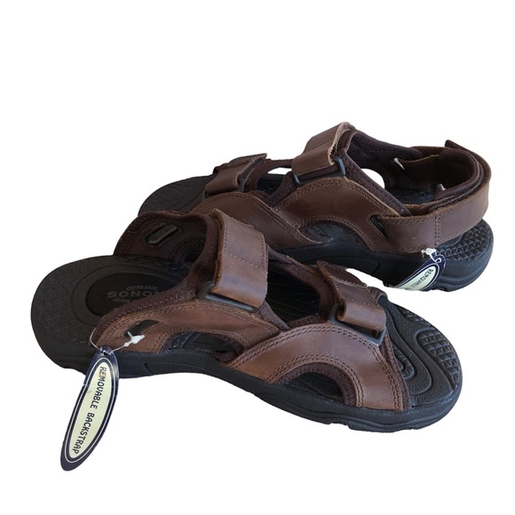Sonoma Genuine Leather Stingray Removable Back Strap Brown Adjustable Sandals 7 - Picture 1 of 14